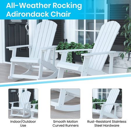 Flash Furniture White Adirondack Rockers - Gray Cushions, 2PK 2-JJ-C14705-CSNGY-WH-GG